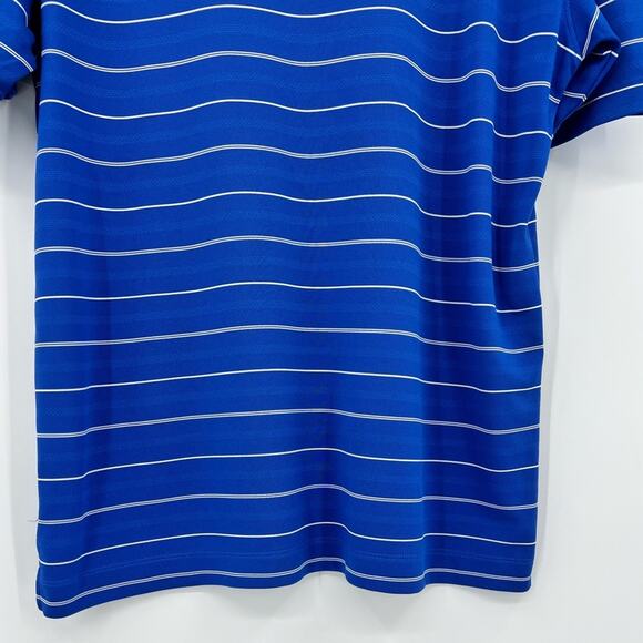 Nike Golf Polo Shirt Striped Dri-Fit Short Sleeve Button Blue White Men Medium - Picture 7 of 13